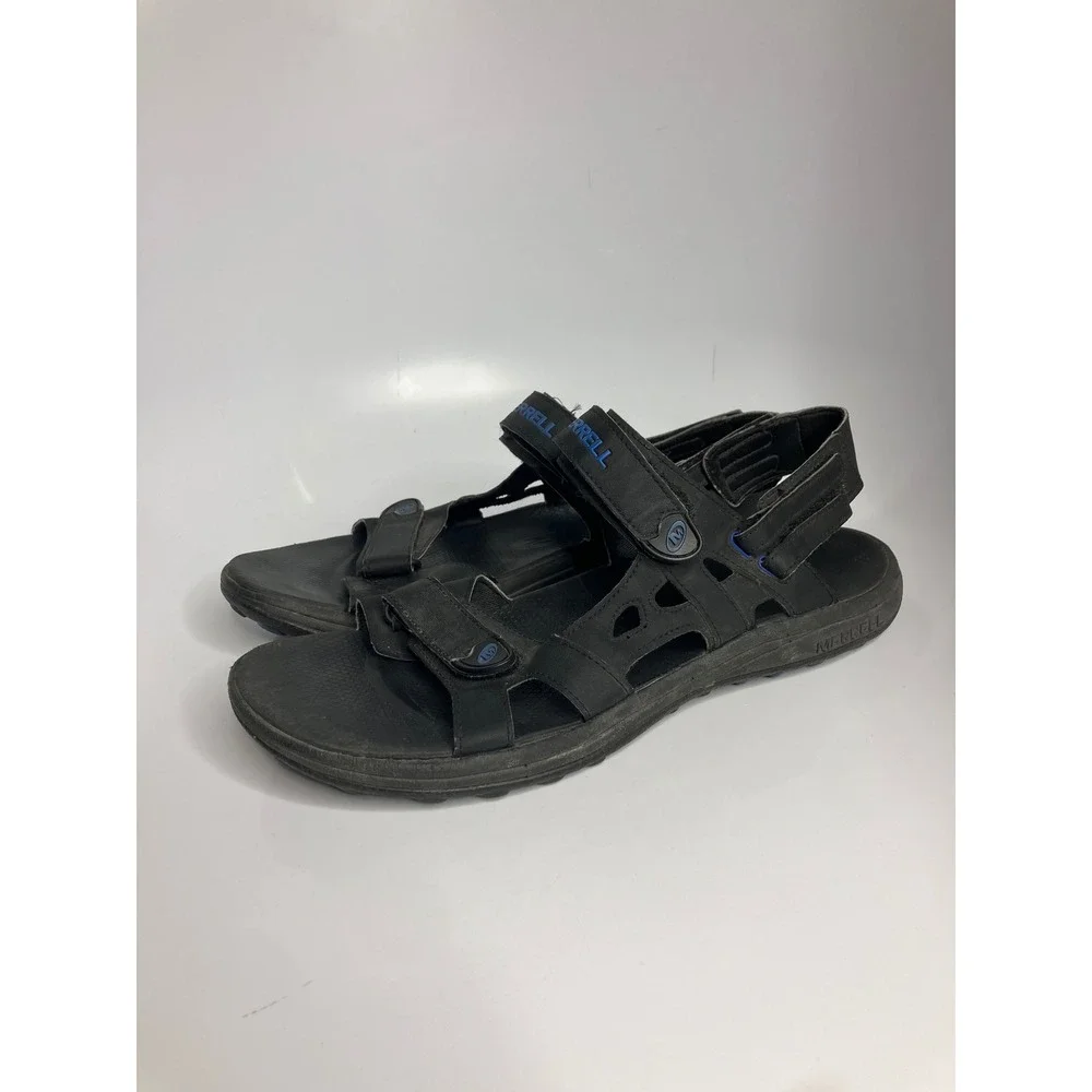 Merrell Performance Sandals Mens 12 Black Blue Good Strappy Air Cushion J289823C